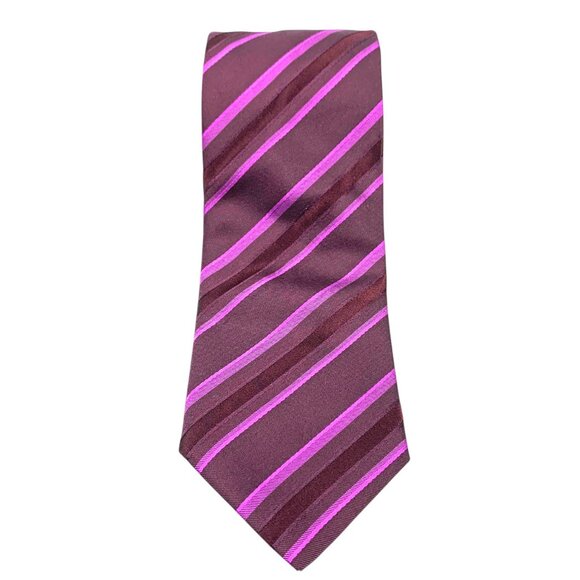 Vintage ETON Ganghester Shades of Red Silk Striped Repp Necktie Made in France - Picture 6 of 7